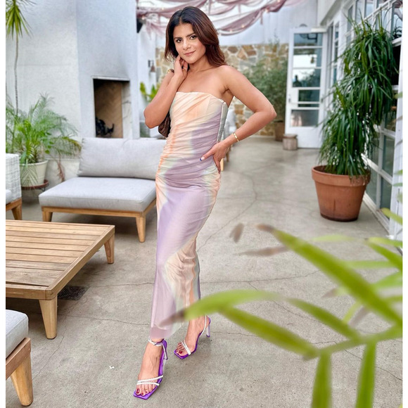 ZARA Ruched Midi Dress NWT - Picture 14 of 16